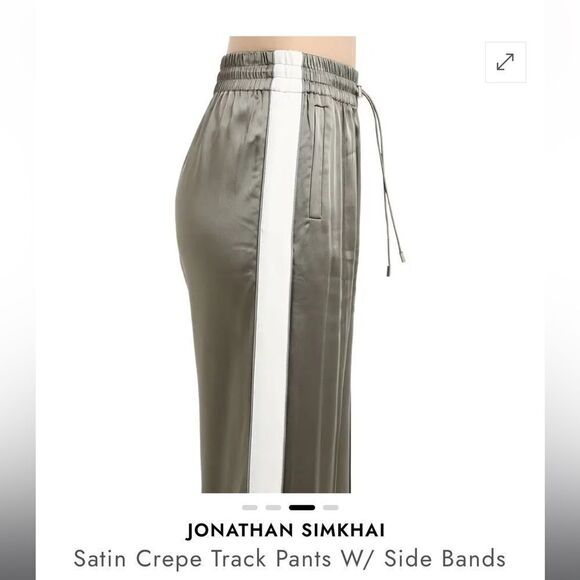 JONATHAN SIMKHAI Satin Crepe Green Track Pants - Picture 5 of 9